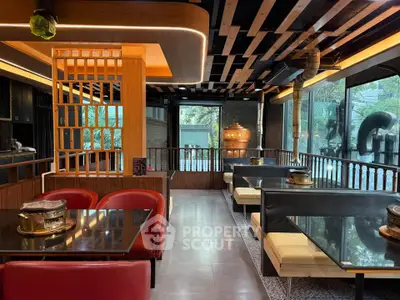 Stylish restaurant interior with modern decor and cozy seating, perfect for dining and social gatherings.