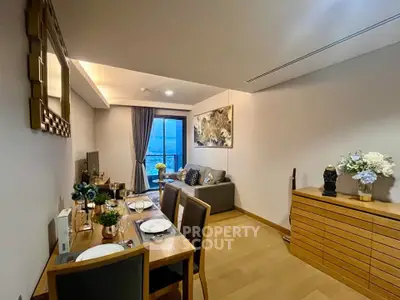 Stylish living room with elegant dining area and modern decor