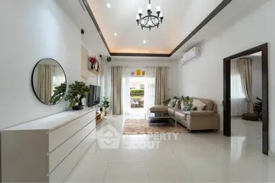 Spacious modern living room with elegant decor and natural light