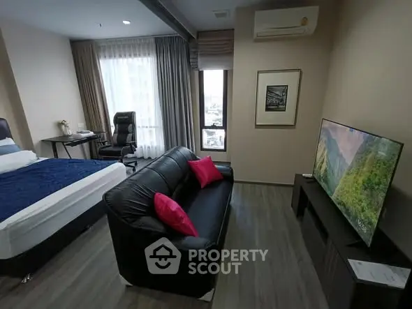 Modern studio apartment with stylish furniture and natural light