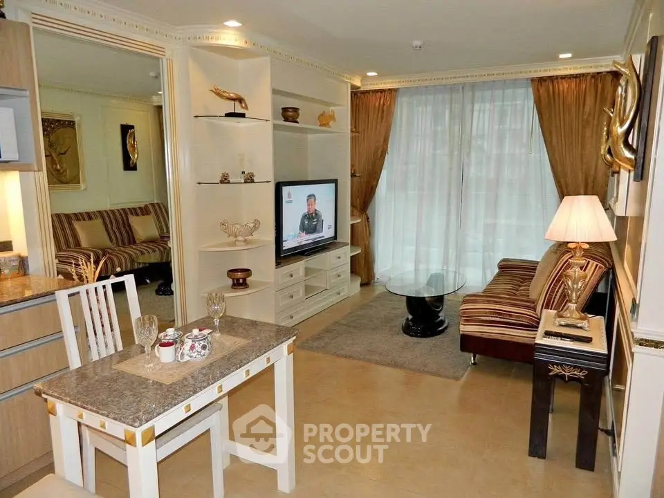 Elegant living room with stylish decor and cozy seating area