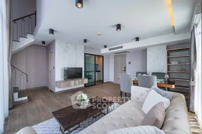 Luxurious modern living room with elegant decor and open layout