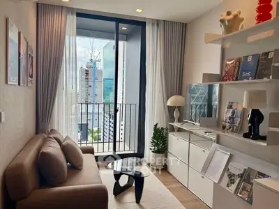 Modern living room with balcony view in urban apartment