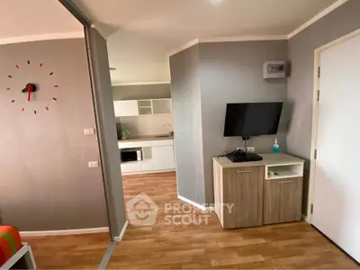 Modern apartment interior with stylish decor and open kitchen layout