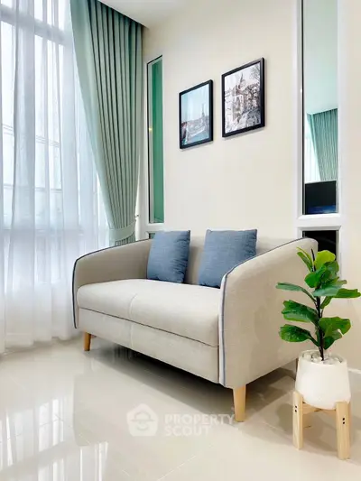 Modern living room with stylish sofa and elegant decor
