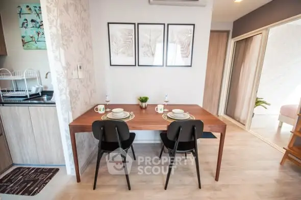 Chic dining area with modern decor and open kitchen layout