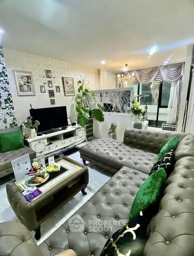 Luxurious living room with elegant decor and plush seating, perfect for relaxation and entertainment.