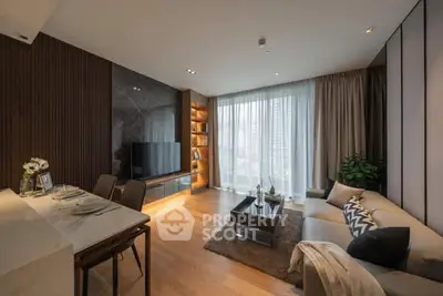 Luxurious modern living room with elegant decor and natural light