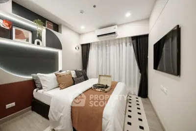 Modern bedroom with stylish decor and cozy ambiance
