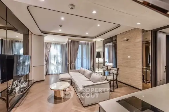 Luxurious modern living room with elegant decor and natural light