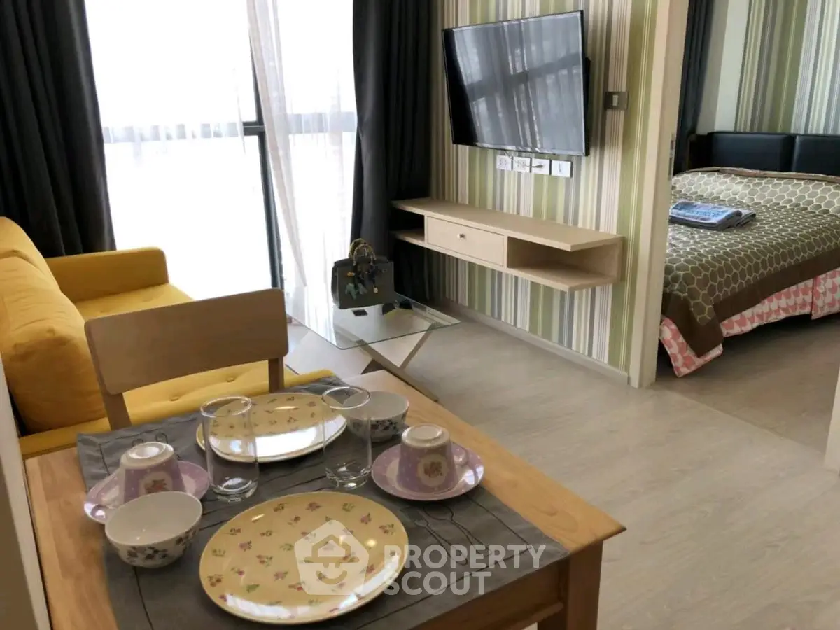 Modern apartment interior with cozy living room and stylish bedroom