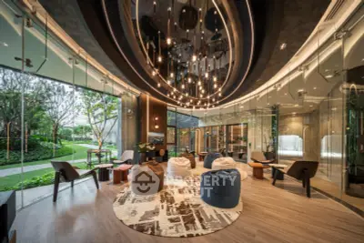 Luxurious modern lounge with stylish seating and stunning garden view