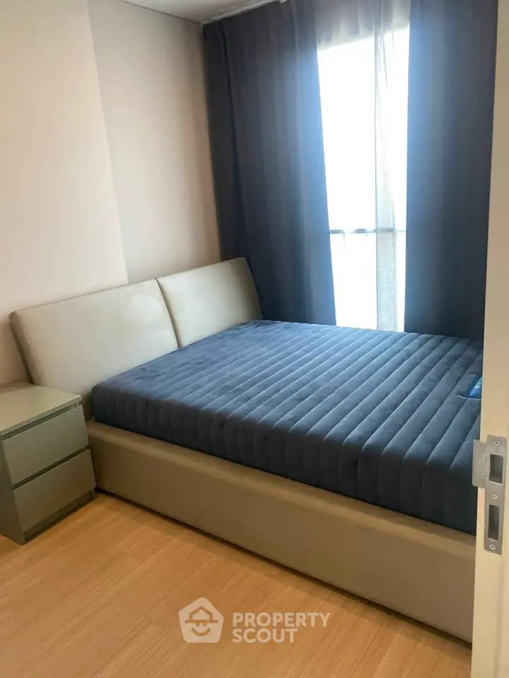 Cozy bedroom with modern bed and natural light