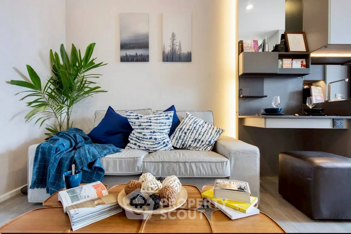 Stylish living room with modern decor and cozy seating area