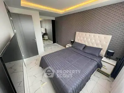 Luxurious modern bedroom with elegant decor and stylish furnishings