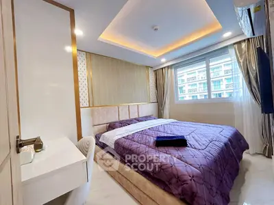 Luxurious bedroom with modern design and elegant lighting