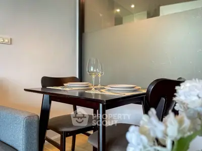 Cozy dining area with elegant table setting in modern apartment
