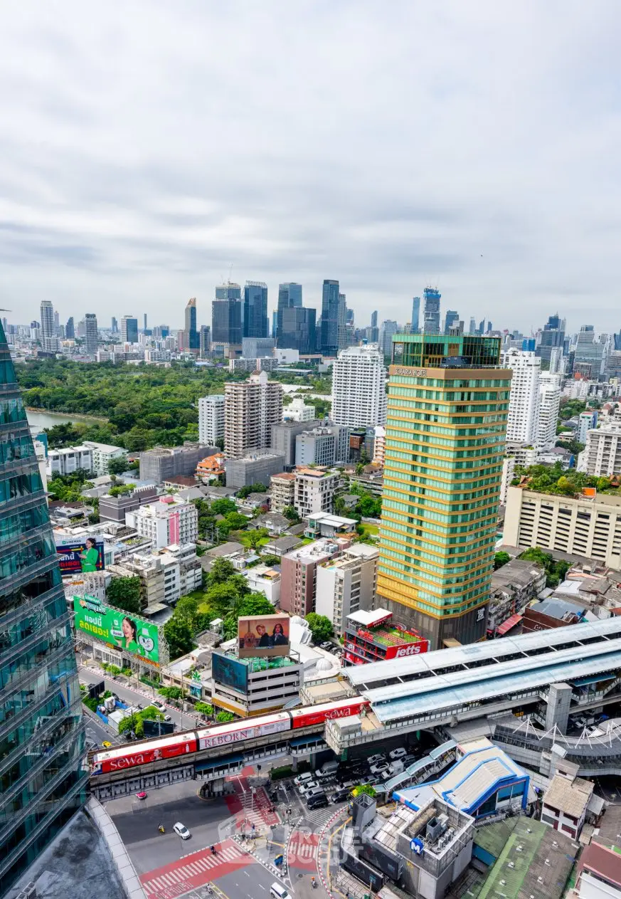 Stunning cityscape view showcasing modern skyscrapers and vibrant urban life.
