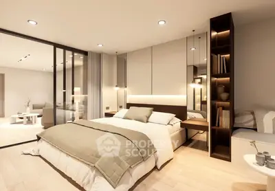 Luxurious modern bedroom with elegant decor and spacious layout
