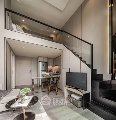 Modern duplex apartment with sleek interior design and open layout