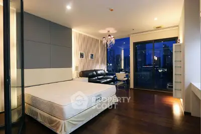 Luxurious modern bedroom with city view and elegant decor