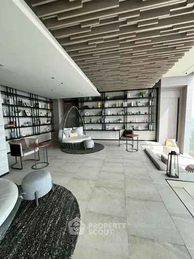 Luxurious modern living room with stylish decor and panoramic view