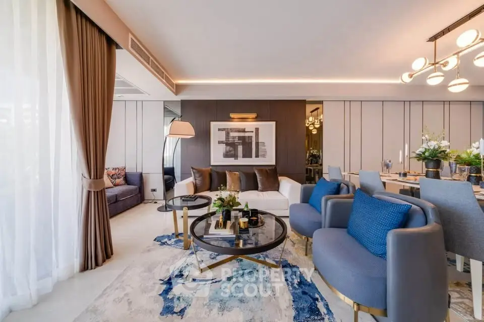 Luxurious modern living room with elegant decor and stylish furniture