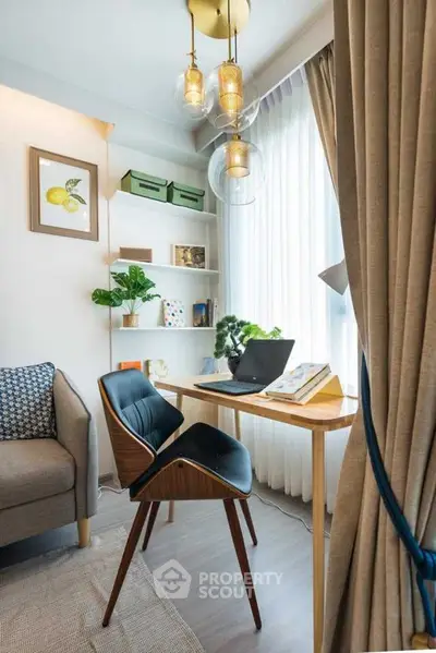 Chic study area with modern decor and natural light