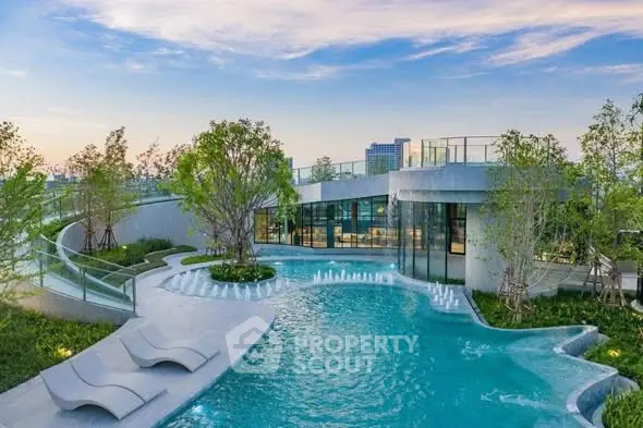 Luxurious rooftop pool with modern design and stunning city views, perfect for relaxation and entertainment.