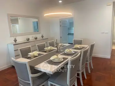 Elegant dining room with modern decor and stylish lighting
