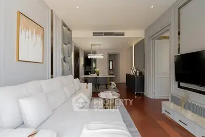 Luxurious modern living room with elegant decor and spacious layout