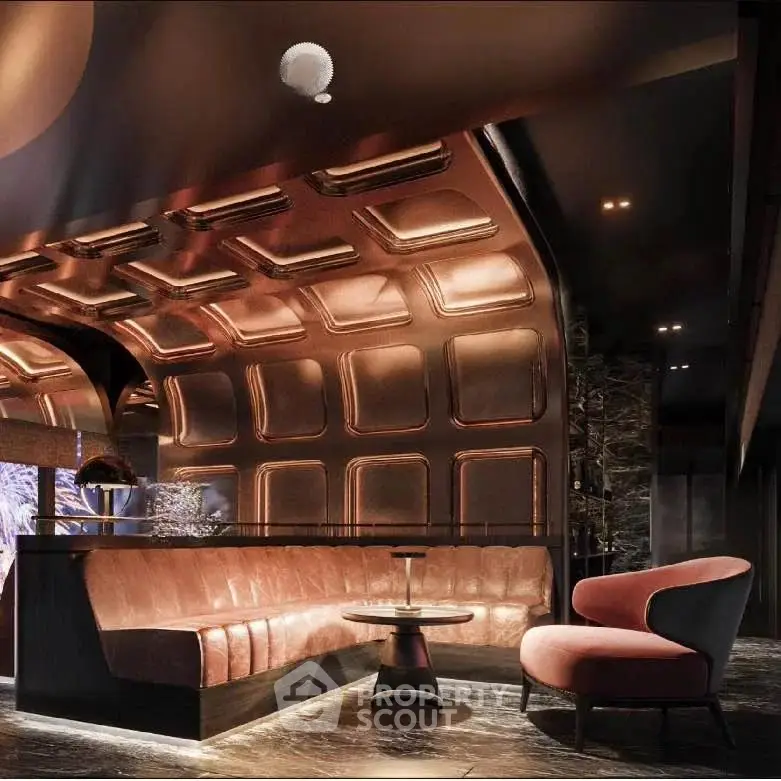 Luxurious modern living room with elegant seating and ambient lighting