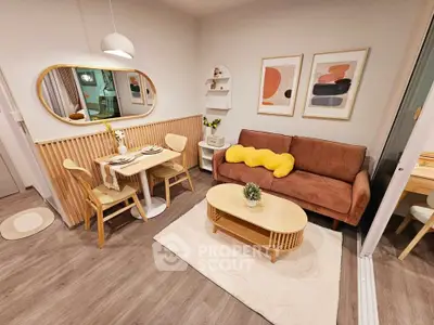 Charming modern living room with stylish decor and cozy seating area, perfect for relaxation and entertaining.