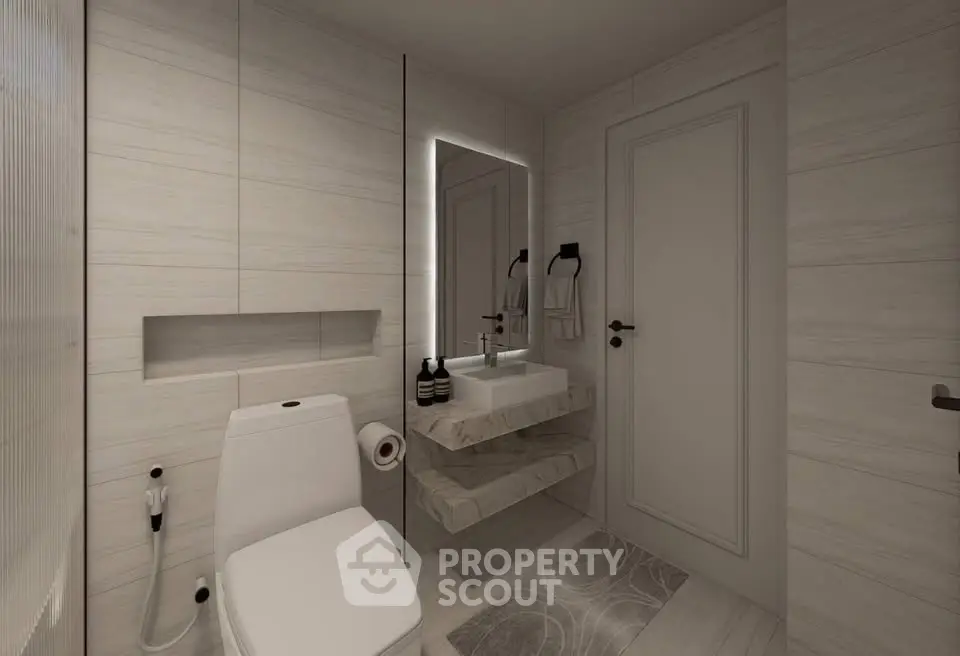 Modern bathroom with sleek design and elegant fixtures