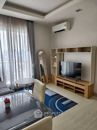 Modern living room with stylish decor and natural light