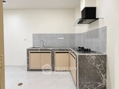 Modern kitchen with sleek design, featuring gas stove and stylish cabinetry, perfect for culinary enthusiasts.