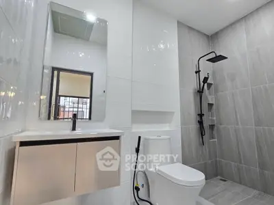Modern bathroom with sleek fixtures and contemporary design