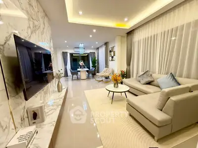 Luxurious modern living room with elegant decor and spacious layout