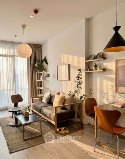 Chic modern living room with stylish furniture and natural light