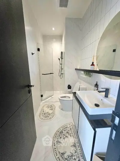 Modern bathroom with sleek design and walk-in shower