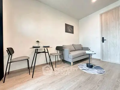 Modern living room with stylish furniture and cozy decor