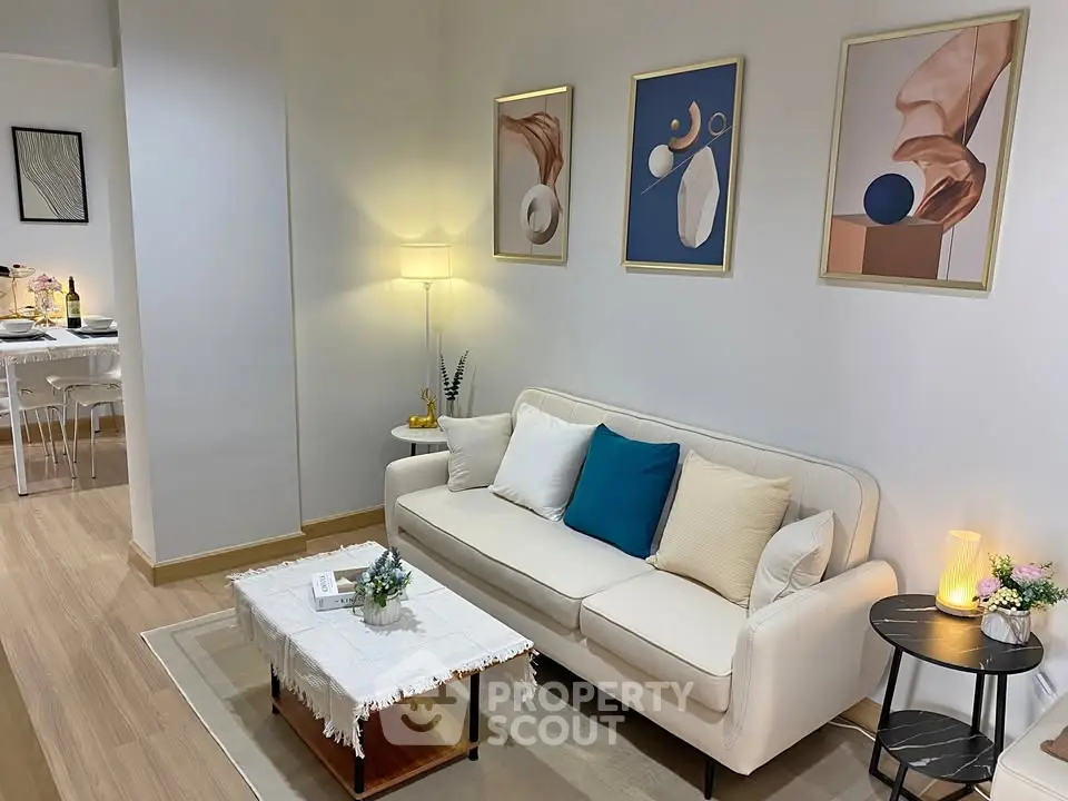 Chic modern living room with stylish decor and cozy ambiance
