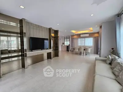 Spacious modern living room with sleek design and open layout