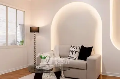 Stylish living room with modern decor and cozy seating area