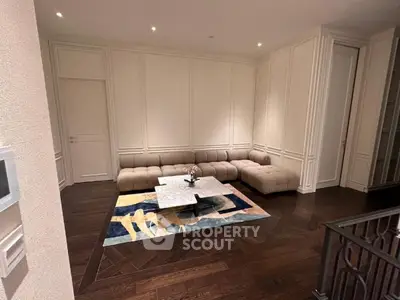 Elegant living room with modern sectional sofa and stylish decor