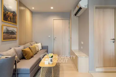 Modern living room with stylish decor and cozy seating area