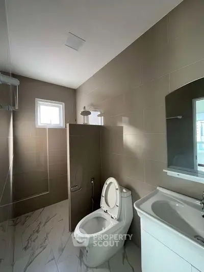 Modern bathroom with sleek design and natural light