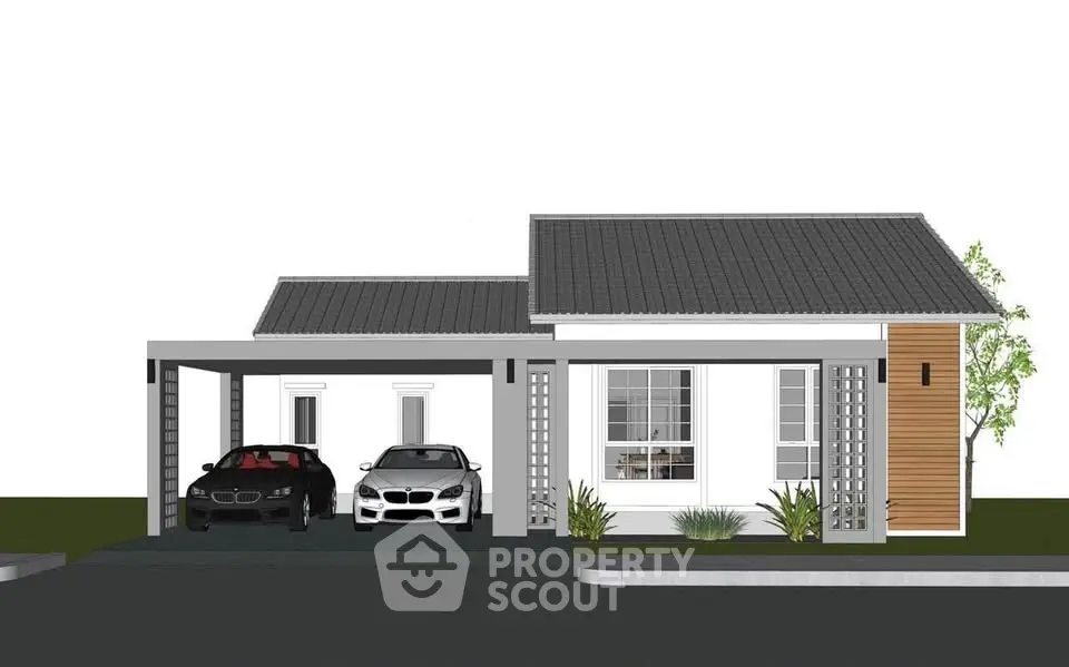 Modern single-story house with attached carport and sleek design