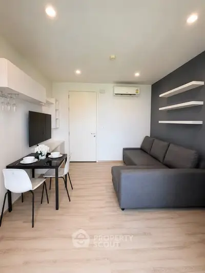 Modern living room with sleek furniture and stylish decor