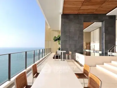 Luxurious balcony with stunning ocean view and modern design